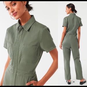 Urban outfitters green canvas jumpsuit
